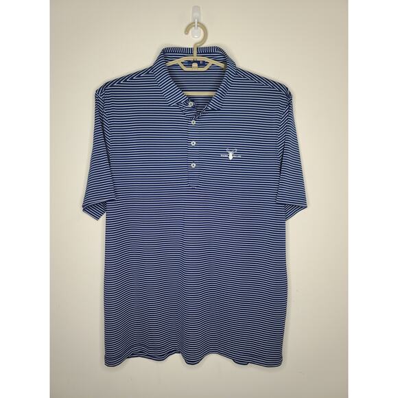 Stitch blue white striped short sleeve polo shirt with logo - XL - Picture 1 of 5